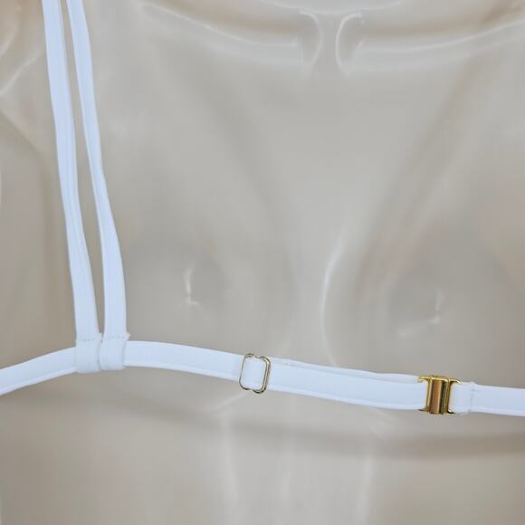 Andie Swim X Demi Moore Womans size M The Cannes Bikini Top White Triangle NEW - Picture 4 of 7